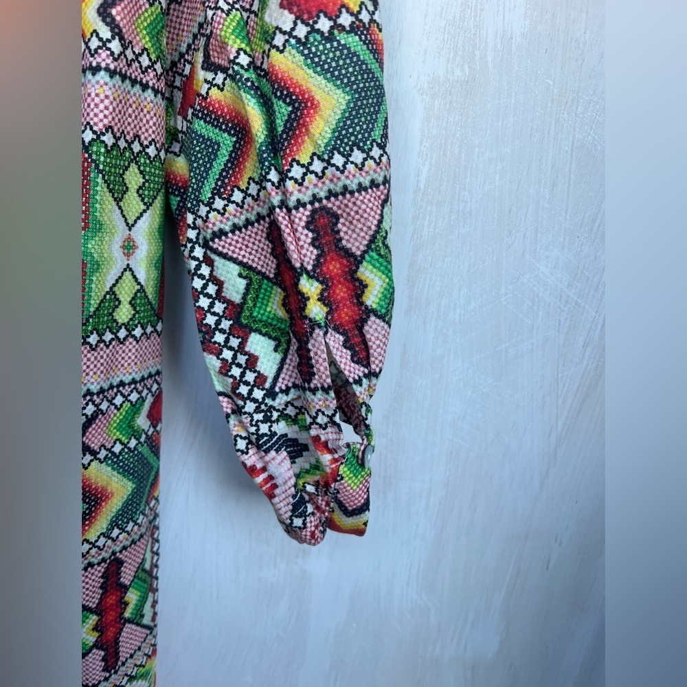 NWT farm Rio Amulet Linen Blend Aztec Shirt Dress Multicolor Size XS - Picture 5 of 7